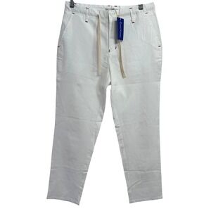 Chouyatou Linen Blend Pants Womens Small White Drawstring Coastal Chino